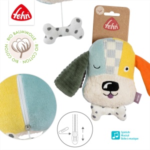 Fehn Mini-Spieluhr Hund 044010 Jucarie muzicala din bumbac organic melodia Guter Mond - Img 4