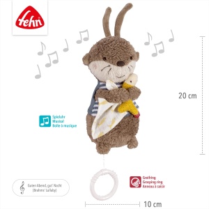 Fehn Mini Spieluhr Otter 047011 Jucarie muzicala pentru bebelusi cu melodia Brahms Wiegenlied - Img 4