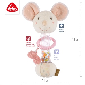 Fehn Regenmacher Maus 045086 Jucarie interactiva pentru bebelusi cu efect Glow-in-the-dark - Img 4