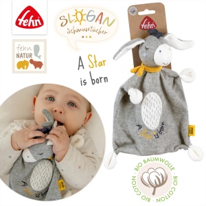 Fehn Schmusetuch Esel Star 29 cm din bumbac organic pentru bebelusi 0 luni - Img 5