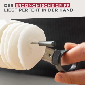 Feliator de legume FACKELMANN cu lama din otel inoxidabil, maner ergonomic, spatiu de depozitare aschgrau - Img 6