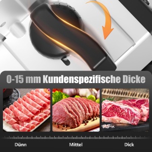 Feliator electric de alimente YASHE cu motor de curent continuu silentios, feliator de paine de 200 W, lame duble din otel inoxidabil de 19 cm, grosime de taiere reglabila de 0-15 mm, ideal pentru carne, branza, paine si legume - Img 3