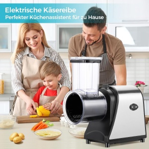 Feliator electric de legume COOCHEER, feliator de legume de 250 W Razatoare de branza de calibru mare din otel inoxidabil cu 5 lame pentru diverse legume - Img 7