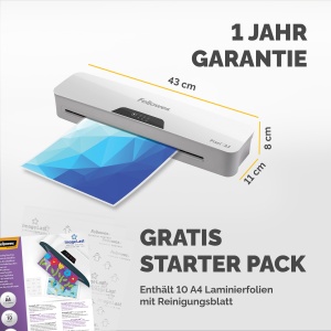 Fellowes Laminator A3 Pixel pentru biroul de acasa, pentru laminarea foliilor de pana la 125 microni grosime, fara blocaje, inclusiv 10 folii de laminare A4 - Img 3