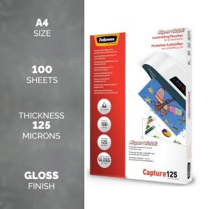Fellowes Laminierfolie A4 SuperQuick 125 Micron 100 Bucati Compatibil A3 - Img 2