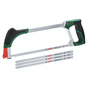 Ferastrau Bosch 300mm + 3 panze de ferastrau suplimentare (ferastrau cu 4 panze de ferastrau bimetalice durabile pentru metal, lemn, plastic si multe altele; Mecanism simplu de schimbare; Softgrip) - Editia