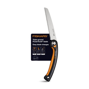 Ferastrau pliabil Fiskars Plus, pentru busteni si ramuri groase, 3 pozitii de taiere, lama cu dinti ascutiti, zimtare grosiera, lungime lama: 21 cm, negru/portocaliu, SW69, 1067553 - Img 7