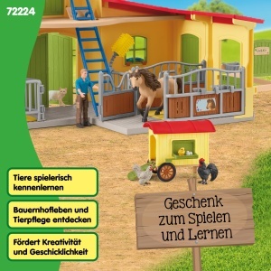 Ferma cu Hens si Boxa pentru Ponei Schleich 72224 123 Piese - Img 6