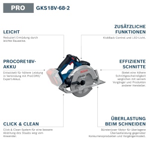 Feronerie cu acumulator Bosch GKS 18V-68-2, putere mare, inclusa lama de taiere - Img 2
