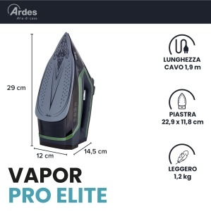 Fier de calcat Ardes VAPOR PRO ELITE 2200 W cu talpa ceramica si rezervor 220 ml - Img 2