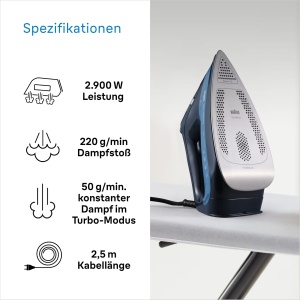 Fier de calcat Braun TexStyle 7 Pro SI 7160 BL, 3000W, albastru - Img 4