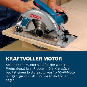 Fierastrau circular Bosch Professional GKS 190, 1400W, adancime taiere 70mm, lama 190mm - Img 3