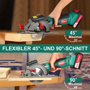 Fierastrau circular HYCHIKA 18V cu laser adancime taiere 48mm 3 panze incluse - Img 2