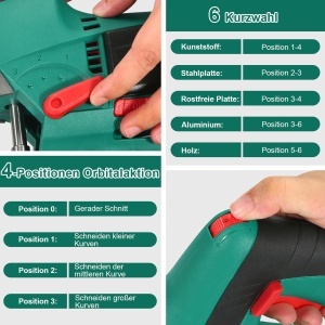 Fierastrau electric HYCHIKA 800W cu laser si 6 lame adancime taiere 110mm unghi reglabil -45deg pana la 45deg - Img 4
