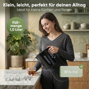 Fierbator apa Clatronic WK 3834, 1L, 900W, BPA liber, negru - Img 3