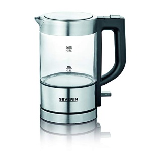 Fierbator de sticla SEVERIN Mini 0,5 L, puternic si compact in design de inalta calitate, ceainic electric cu filtru de calcar, otel inoxidabil/negru, WK 3472