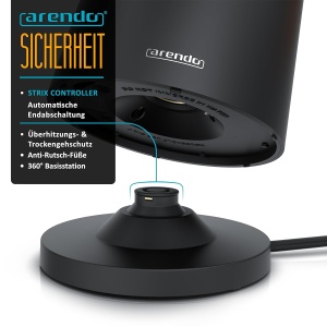 Fierbator electric Arendo cu temperatura reglabila, 1.5L, 2200W, inox, negru - Img 6