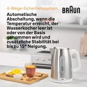 Fierbator electric Braun PurShine WK1500 WH, 1.7L, 2200W, Alb - Img 6
