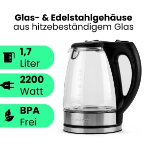 Fierbator electric Clatronic WKS 3744 G 17 litri sticla si inox 2200W protectie la supraincalzire - Img 2