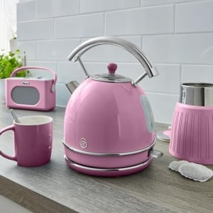 Fierbator electric Swan Retro 1,8L, 3000W, design vintage, roz - Img 3