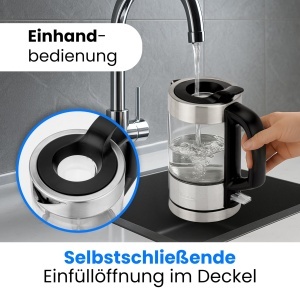 Fierbator ProfiCookr din otel inoxidabil 05 litri albastru iluminat Fara BPA Ceainic mic 1100W Ceainic de calatorie Carcasa din sticlaotel inoxidabil  - Img 3