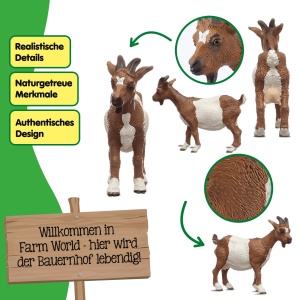 Figurina Capra Schleich Farm World 14887, 7 x 9 x 3 cm, Culoare Alb-Brown - Img 3