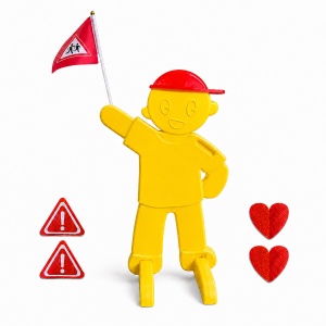 Figurina de siguranta pentru copii Relaxdays, cu steag rosu, galbena