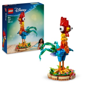 Figurina LEGO Disney Vaiana 2 Heihei - 566 piese, cu cap rotativ, aripi si stand