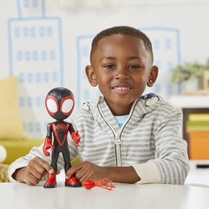 Figurina Spider-Man Miles Morales, 22,5 cm, Jucarie pentru copii, Culoare RosuAlbastru - Img 7