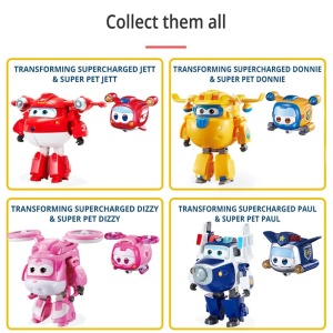 Figurina Transformabila Super Wings Jett Supercharged si Super Pet 14 cm Rosu - Img 5