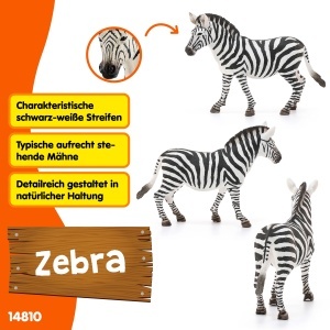 Figurina Zebra Schleich WILD Life 14810, 3 x 12 x 9 cm, Detaliata, Educationala - Img 3