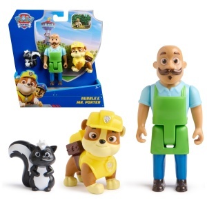 Figurine Paw Patrol Rubble si Mr. Porter, 3 figurine, design autentic, pentru copii 3