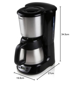 Filtru de cafea cu filtru DOMO DO709K cu temporizator - Afisaj LCD cu panou de control - Placa de incalzire - 1L - NegruOtel inoxidabil - Img 8