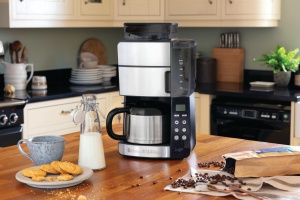 Filtru de cafea Russell Hobbs cu rasnita Thermo Jug [Temporizator digital, cap de dus pentru opt. Extract & Aroma] Grind&Brew (max 10 cani, setare de macinare in 3 etape) Filtru de cafea 25620-56 - Img 2