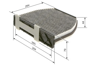 Filtru de interior Bosch R5001 cu activ carbon, 284mm x 264mm x 44mm - Img 2