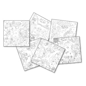 Foaie de colorat Smoby XXL - 10 motive creative, 51x51 cm, hartie de calitate