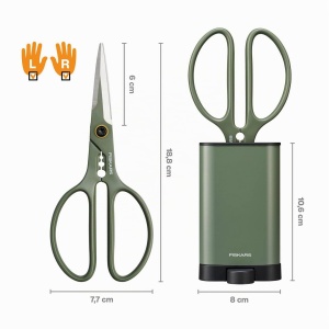 Foarfeca de gradina Fiskars Urban Plant Care, 18.8 cm, din otel inoxidabil reciclat, verdenegru - Img 3