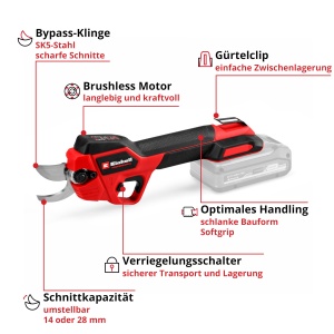 Foarfeca electrica Einhell GP-LS 1828 Li BL-Solo motor fara perii lame Bypass capacitate taiere 28 mm - Img 3