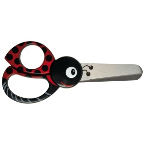 Foarfeca pentru copii Fiskars cu model buburuza, 13 cm, pentru stangaci si dreptaci, rosie