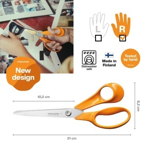 Foarfeca universala Fiskars Classic, 10.2 cm, ergonomica, portocalie - Img 2