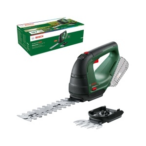 Foarfece de iarba cu acumulator Bosch AdvancedShear 18V-10 (fara baterie, sistem de 18 volti, taie pana la 85 m2 per incarcare a bateriei, cu lama de foarfeca pentru arbusti si iarba, intr-o cutie)