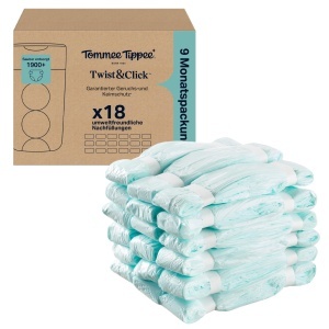 Folie antibacteriana Tommee Tippee Twist Click, 18 role, 10,5 m, compatibila cu sistemul de eliminare a scutecelor