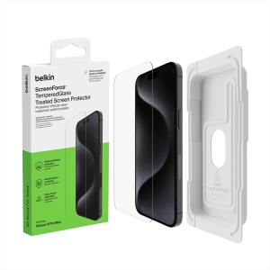 Folie de protectie din sticla securizata Belkin pentru iPhone 15 Pro Max, ultra subtire, antimikrobiala