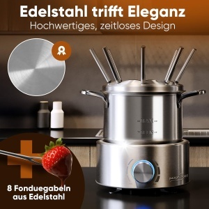 Fondue electric ProfiCook PC FD 1288, 1.2L, 800W, inox, pentru 8 persoane - Img 6