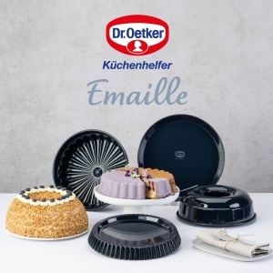 Forma de copt pentru torturi Dr. Oetker 28 cm Emaille, culoare albastra, rezistenta la zgarieturi - Img 7