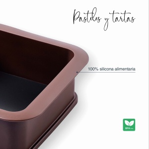 Forma patrata detasabila Lacor 66779 din silicon antiaderent si baza din sticla 18x18x7 cm maro - Img 3
