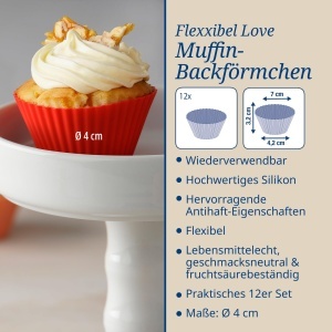 Forme silicon Dr Oetker pentru muffins si cupcakes set 12 buc antiaderente culori multiple - Img 3