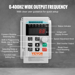 Frecventometru VEVOR AT1-2200X 22kW 10A Control Viteza Motor 3 Faze - Img 3