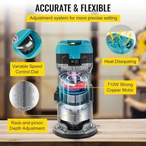 Freza electrica VEVOR VV-1B-220V, 800 W, 30000 Umin, cu 3 spanze - Img 3