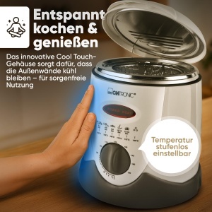 Friteuza Clatronic FFR 2916 cu capacitate 1L, 840W, cu 6 furculite fondue - Img 6